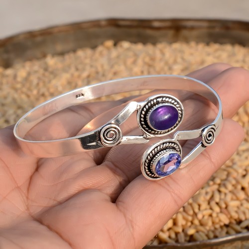 VALENTINO Bracciale elegante elegante in argento sterling 925 taglio ametista e pietra preziosa ametista