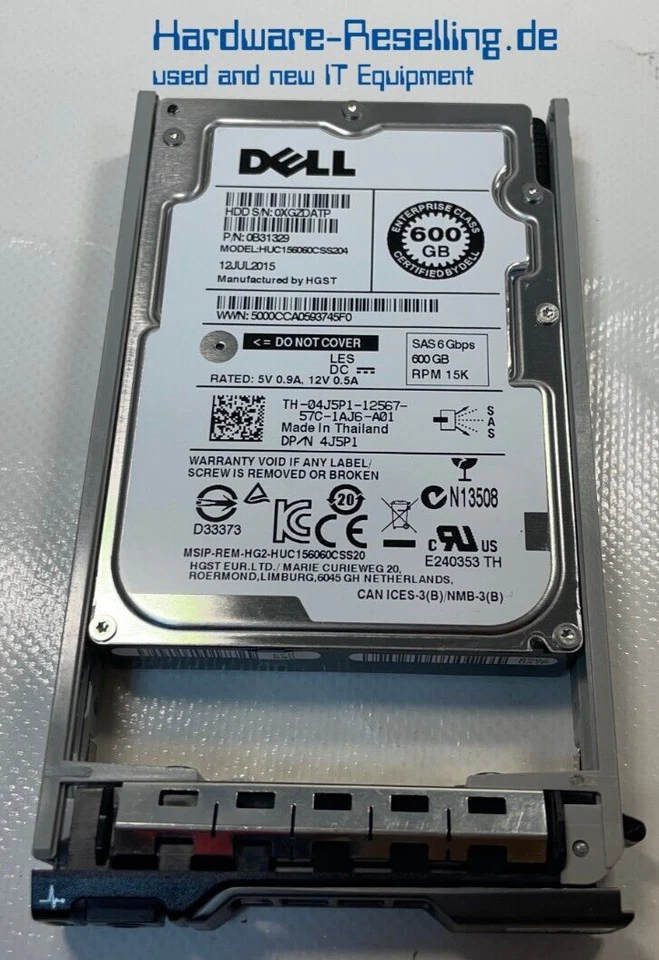 Dell 600GB 2,5" SAS-2 6G 15K 04J5P1 HUC156060CSS204 0B31329 HDD - Immagine 1 di 1