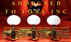 Takamine Classical TGP0555P STEEL STRING CAPSTAN Tuner Set Gold Plate OEM Part - Picture 1 of 12