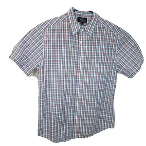 Nat Nast Mens Button Down Shirt Size Large Multicolor Plaid Short Sleeve 31x23 - Picture 1 of 6
