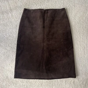 GAP Brown Genuine Suede Leather A-Line Skirt (NWT) - Picture 1 of 4