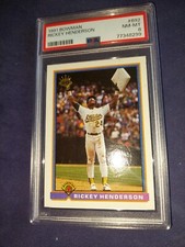 RICKEY HENDERSON 1991 Bowman Card #692 PSA 8- Athletics- Stolen Base Record Card