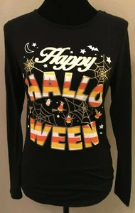 Camiseta Top Feliz Halloween Niñas Gráfica Mediana 8-10 Negra Manga Larga Algodón - Imagen 1 de 11