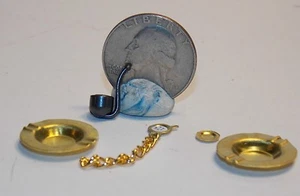 Dollhouse Miniature Smoking Set 1:12 inch scale Ashtray Pipe D70 Dollys Gallery - Picture 1 of 1