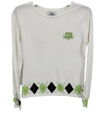 US Open 2010 EP Pro Sweater Womens Medium White Argyle Crew Neck Golf Pullover - Image 1 of 4