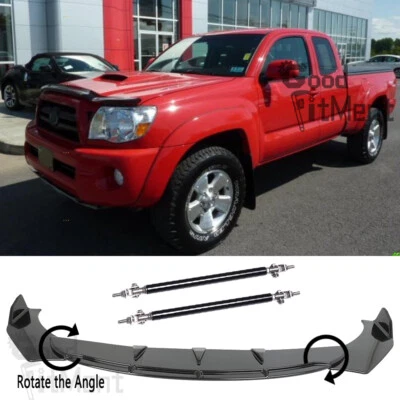 For Toyota Tacoma 2005-2015 Black Front Bumper Lip Splitter Spoiler + Strut Rods - Imagem 1 de 4