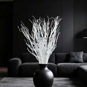 10 Pack Artificial White Curly Willow Branches – 33.8” Bendable Faux Twigs fo... - Picture 1 of 8