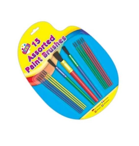 15 ASSORTED PLASTIC PAINT BRUSHES FOR KIDS CHILDREN ART AND CRAFT COLOURFULL