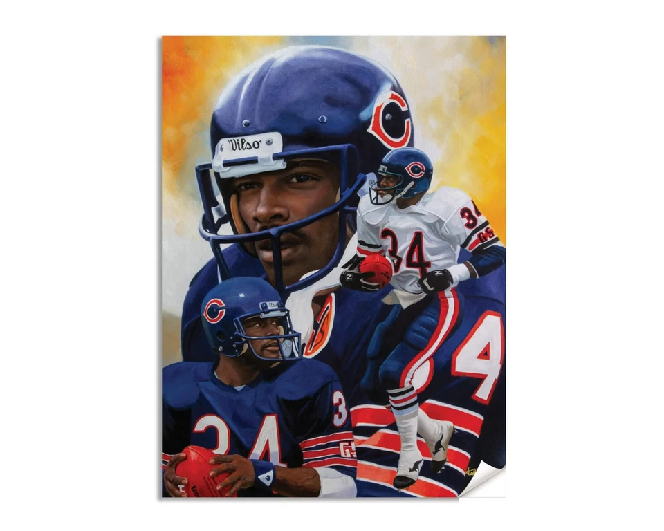 Impresión de arte de pared de fútbol americano de Walter Payton Running Back Chicago Bears NFL 1AM3 Foto 1 de 4