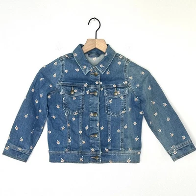 Chaqueta Vaquera Hanna Andersson Azul Jean con Margarita Bordada Flores Talla 6/7  Foto 1 de 4
