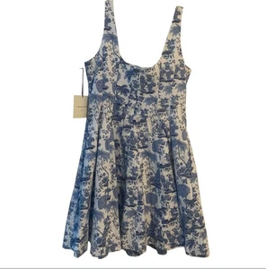 Cynthia Rowley Blue & White Toille Fit & Flair Cotton Dress Women’s Size 12 - Picture 1 of 6
