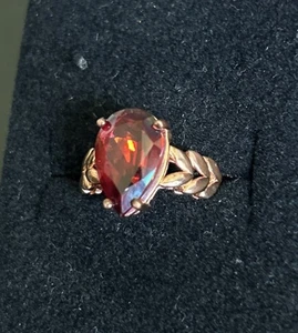 Anillo solitario de cuarzo Red Pear Savage Fire talla 7 JTV Timna cobre COP1057-7 - Imagen 1 de 13