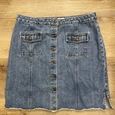 Винтажный выцветший славы джинсовой ткани Jean юбка колена женщин размер 14 свет стирка хлопок - Изображение 1 из 4