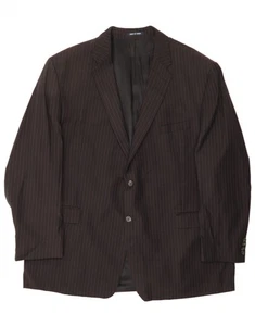 CHAPS Mens 2 Button Blazer Jacket Size 54 2XL Brown Pinstripe Wool DE50 - Picture 1 of 3