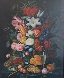 Vintage Framed Floral Still Life - Old Master Dutch/Flemish Style 20thc Unsigned - Picture 1 of 13