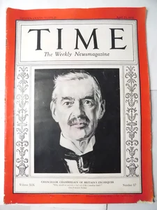 1933 TIME Magazine Chancellor Chamberlain April 25 - Picture 1 of 9