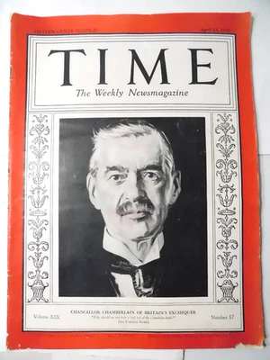 1933 TIME Magazine Chancellor Chamberlain April 25 - Image 1 of 4