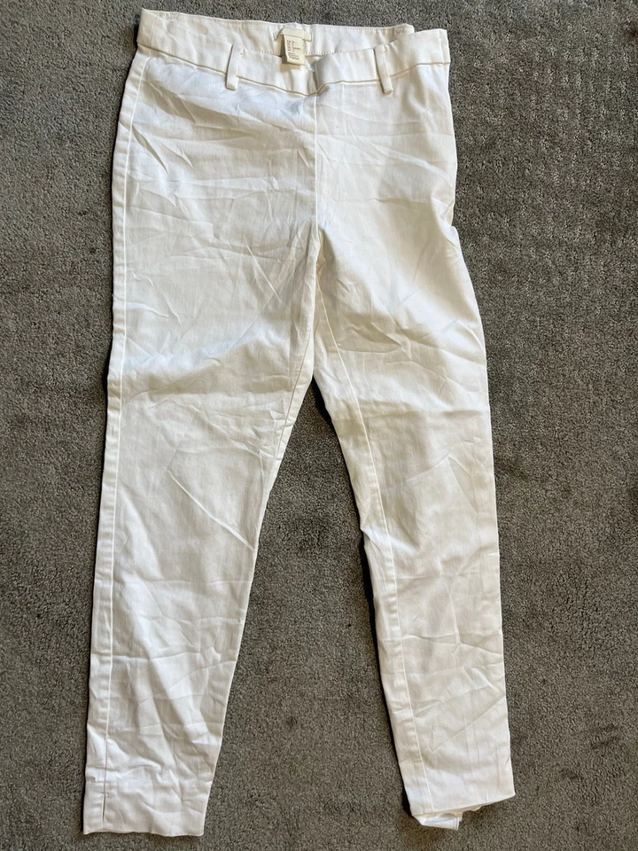 Pantalones de vestir H&M para mujer 6 blancos informales de negocios con cremallera lateral al tobillo Foto 1 de 4