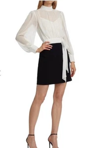 Cinq A Sept Womens Elena Mini Dress Black/Ivory Size 10 NWT $495 - Picture 1 of 19