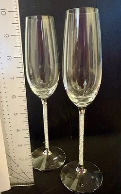 Juego de flautas tostadas cristalinas Swarovski, nuevas sin caja Foto 1 de 4