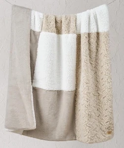 NEW $128 Ugg Orly Plush Patchwork Fleece Reversible Snow Multi Throw  50" X 70" - Picture 1 of 11
