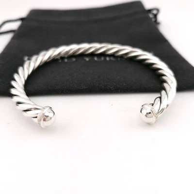 David Yurman Sterling Silver & White Diamond 6mm Cable Dome Flex Bracelet - Image 1 of 4