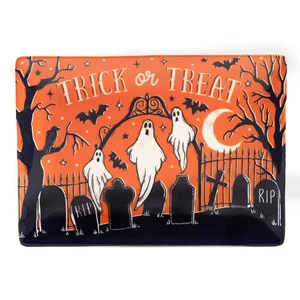 14 In. Multi-Colored Earthenware Hocus Pocus Rectangular Platter - Picture 1 of 12