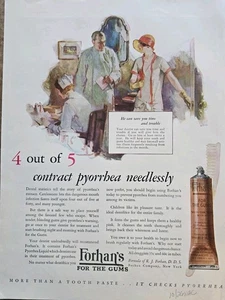 1926 Pinsel mit Forhan's für das Zahnfleisch und Pyorrhoe Zahnarztpraxis Vintage Kunstanzeige - Bild 1 von 1