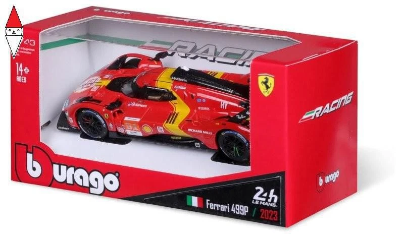 Burago Ferrari 296 GT3 #71 Fuoco Rigon Serra 24h Spa 2023 1/43 18-36320#71