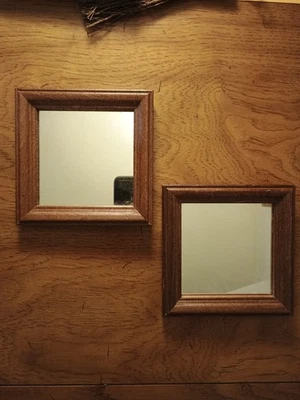 Wooden Wall Hanging Mirrors Set Of Two Square Diagonal Cottage Country Decor - Image 1 of 4