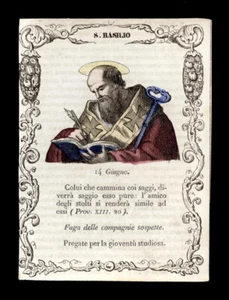 heiliger Radierung 1800 St.BASILIUS DER GROSSE bemalt. handarbeit - Bild 1 von 1