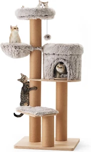 Kratzbaum für Katzen,155cm Katzenbaum mit sechs 20 cm dicken Kratzsäulen aus Jut - Bild 1 von 7