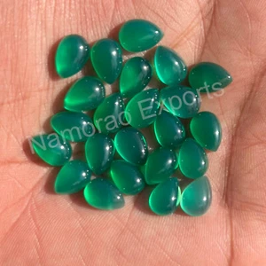 Natural Green Onyx Pear 3x5 mm to 15x20 mm Cabochon Loose Gemstone Lot - Picture 1 of 7
