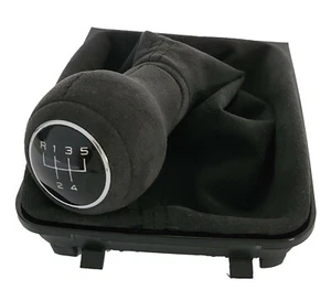 PARA VW GOLF 7 GTI GTD R- LINE 5 VELOCIDADES ALCANTARA PALANCA DE CAMBIOS SACO COSTURA NEGRO DS1 - Imagen 1 de 6
