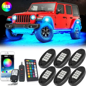 RGB Multicolor LED Rock Light Bluetooth Controller Timing Music 6 Pods Neon Lamp - Picture 1 of 12