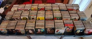 LOTTO BLOCCO STOCK 50 DISCHI VINILI 45 GIRI 7" ANNI'60/'80 POP E LEGGERA - Foto 1 di 1