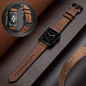 Leather Silicone Apple Watch Band For Series 8 7 6 5 4 3 2 38/40/41 42/44/45mm - Picture 1 of 19