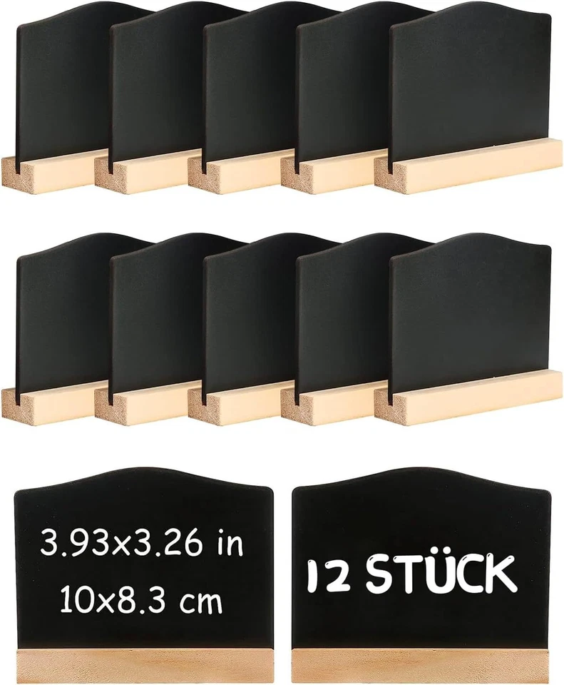 12 Stück Mini Kreidetafel mit Ständer, Kleine Tafel Holzschilder zum Beschriften - Bild 1 von 4