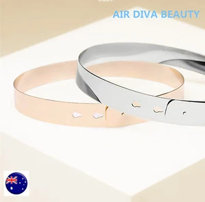 Lady Women Gold Mirror Metallic bling Waist band Plate Metal Obi Belt wrap Hoop - Picture 1 of 22