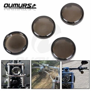 4Pcs Turn Signal Light Smoke Lens Cover For Harley Touring Softail Dyna - Picture 1 of 12