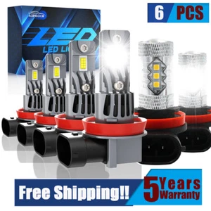 6x Combo H9 H11 H11 LED Headlight Bulbs For Volvo XC60 2010-2015 Hi-Lo Fog Beam - Picture 1 of 18