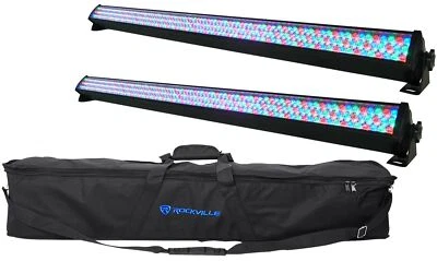 (2) Rockville ROCKSTRIP 252 LED DMX RGB Color Strip DJ Wash Up Light Bars+Bag - Image 1 of 4