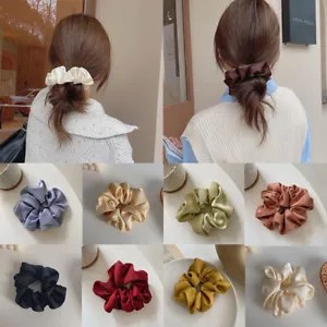 Large Satin Hair Scrunchies Elastic Solid Color Hair Ring Ponytail Hair Tie Ro ♢ - Picture 1 of 20