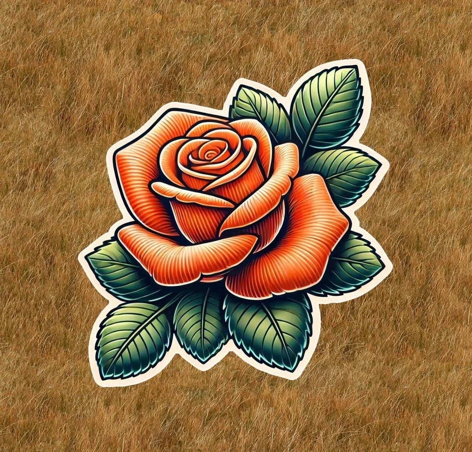 Beautiful orange rose 100% waterproof vinyl sticker decal - many sizes available - Image 1 of 1
