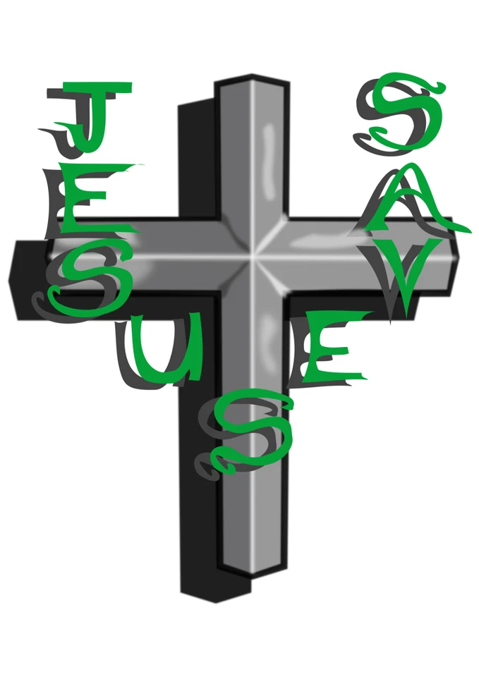 Estampado ACEO "Jesús Salva" Cruz Cristiana Foto 1 de 1