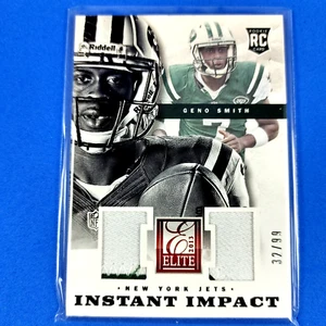 Camiseta deportiva de fútbol americano Geno Smith #1 2013 Panini Elite de los Jets Swatch novato a radiocontrol 32/99 - Imagen 1 de 3