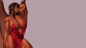 Anime demon girls cleavage cutout big red dress Playmat Gaming Mat Desk - Picture 1 of 1