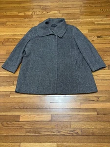 Jones New York Womens Dress Overcoat Plus Sz 3X Gray Full Zip Wool Blend Tweed - Picture 1 of 12