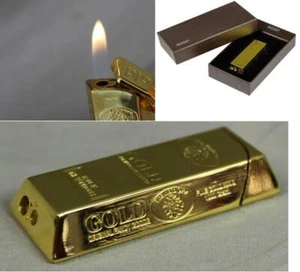 Goldbarren Feuerzeug - edles Gasfeuerzeug mit Geschenk Box in Leder Optik - Bild 1 von 11