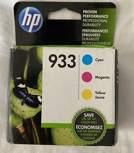 Paquete de 3 cartuchos de tinta cian/magenta/amarillo HP genuinos 933 caducados 05/2019 NUEVO en caja - Imagen 1 de 5